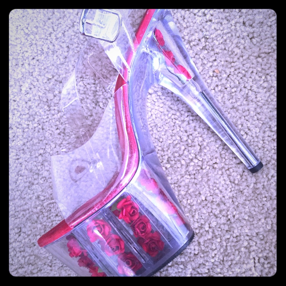 Pleaser dancer heels with roses